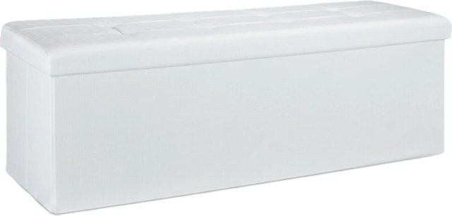 Relaxdays Sitzbank aus Leinen in Weiß, faltbar, B/T/H: 114 x 38 x 38 cm - Bild 1