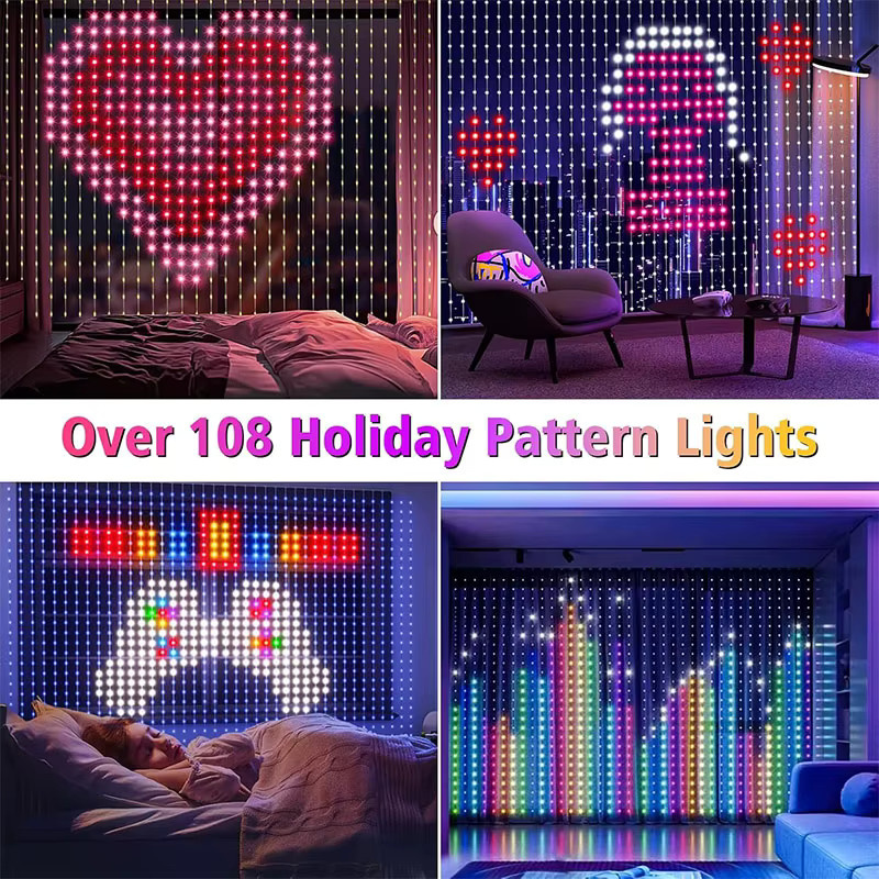 TLEDMP Programmierbare RGB LED-Lichterkette mit App-Steuerung, wasserdicht mit Textanzeige und Scrollmustern, Multicolour - Bild 4