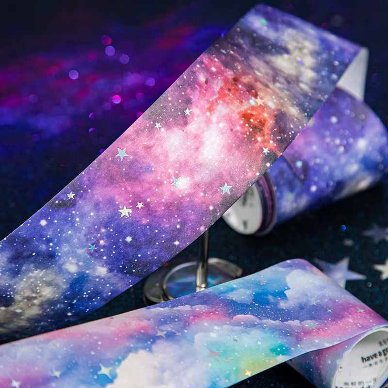 Journal GO Washi Tape Starry Dreams Laser Silver Starry Sky für Scrapbooking und Journaling, B: 5 cm, L: 200 cm - Bild 2