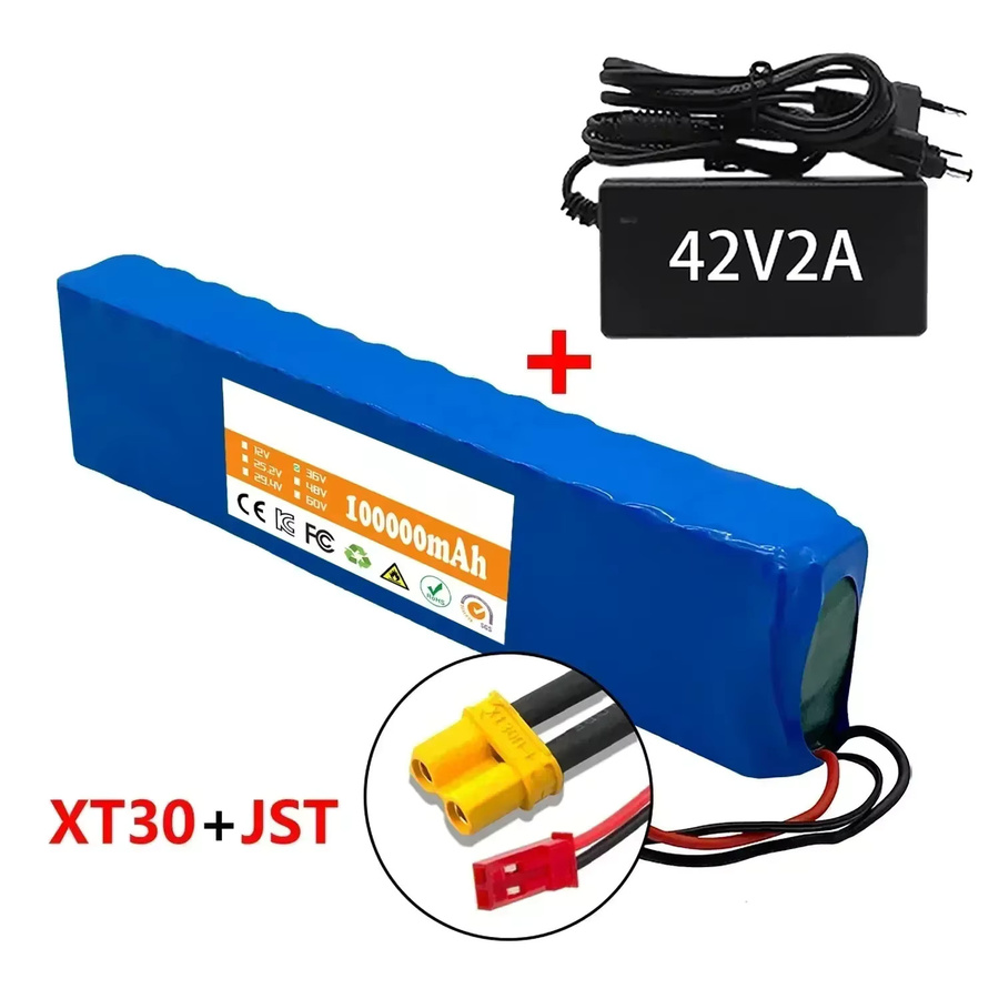 A-Klasse Lithium-Ionen-Ersatzakku 36V 100000mAh 10S3P 500W für E-Scooter und E-Bike mit XT60 und JST Anschlüssen in Blau - Bild 2
