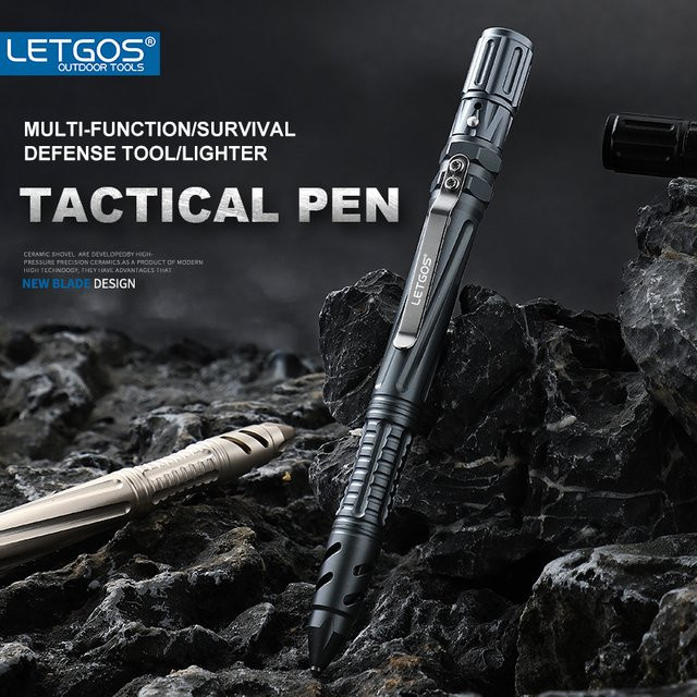 LETGOS Taktischer Stift aus Wolframstahl in Gold mit Glasbrecher und Multi-Tool als EDC-Überlebenswerkzeug - Bild 1
