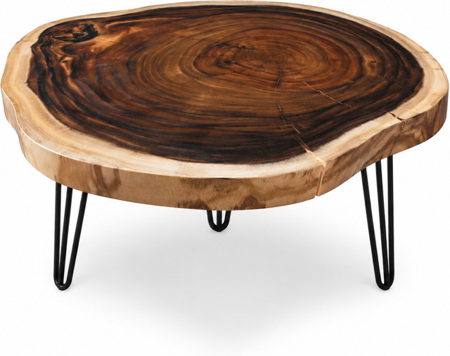 Willeke-Möbel Couchtisch Suaro in braun/schwarz mit Baumscheibe im Industrial-Design, B: 59 cm, T: 71 cm, H: 46 cm - Bild 1