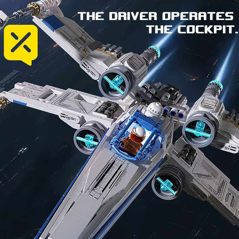 TOYLINX Star Wars X-Wing Space Fighter, Bausteine Set, mit LED-Lichtsteine - Bild 4
