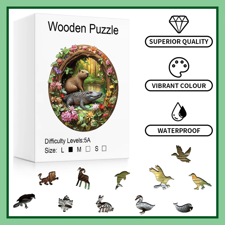 Supretty Capybara & Krokodil Holzpuzzle, Tiere - Bild 2