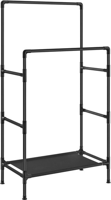 Songmics Kleiderständer mit 2 Stangen in Schwarz, H: 157 cm, B: 85 cm, T: 46,5 cm - Bild 1