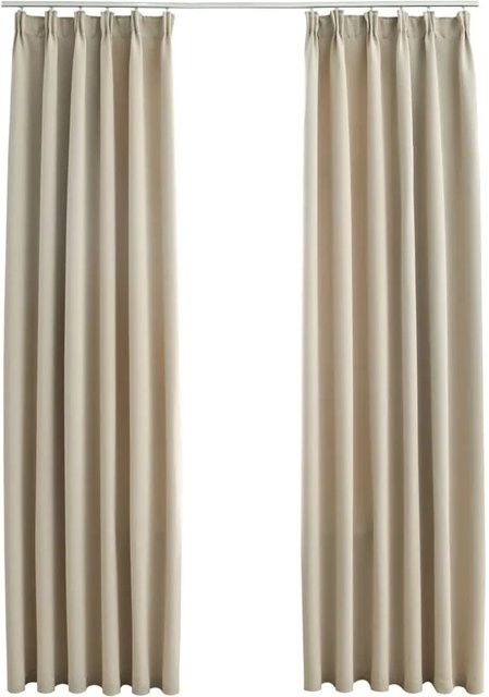 vidaXL Verdunkelungsvorhänge mit Haken, 2 Stück, Beige, Breite: 140 cm, Höhe: 245 cm - Bild 1