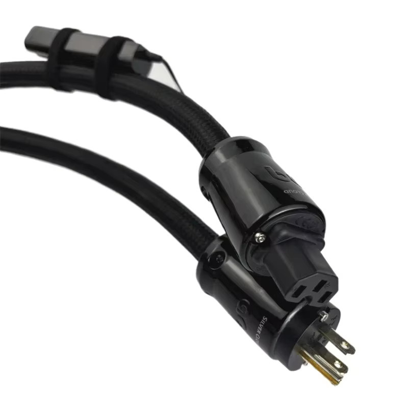 Silver Cloud XTRM HiFi Audio Stromkabel aus Silber-Kupfer mit C13 und C19 Anschlüssen in Schwarz und Silber - Bild 2