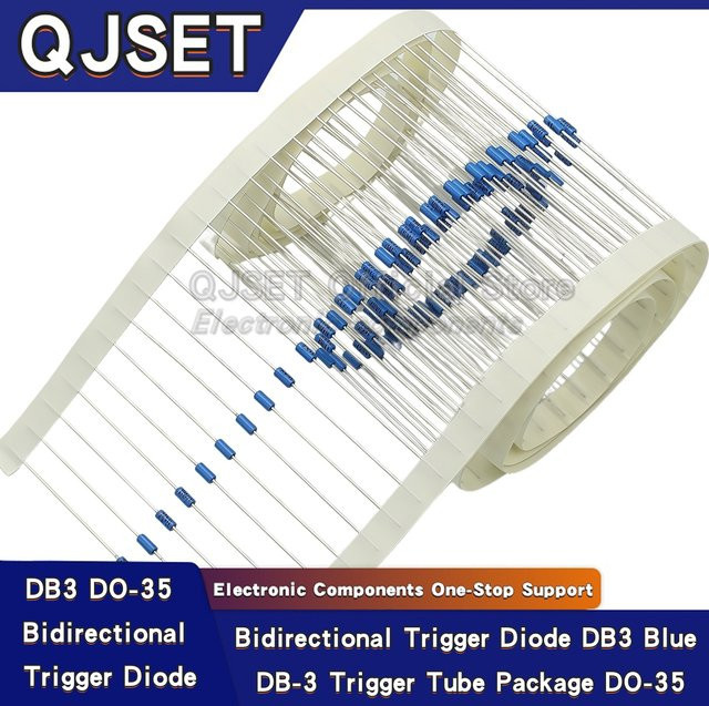 100 Stück DB3 Bidirektionale Triggerdioden von QJSET, DO-35 Gehäuse, Unpolarisiert, Blau - Bild 1