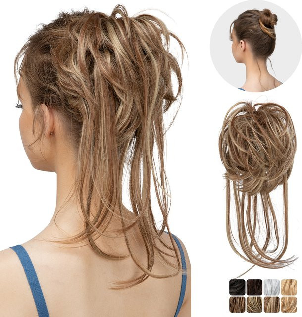 SARLA Messy Bun Haarteile Scrunchie, Schwarz, Blond, Braun - Bild 1