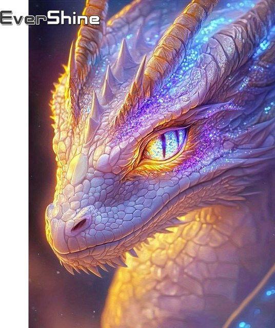 Evershine Diamant Mosaik Drache DIY 5D Kreuzstich Kit mit Strass Steinen in Multicolour, Breite: 30,0 cm, Höhe: 20,0 cm - Bild 1