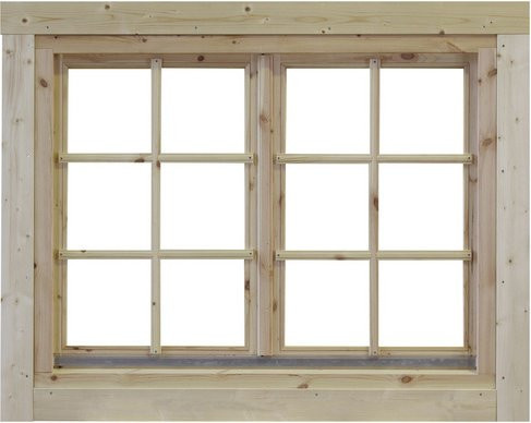 Wolff Finnhaus Doppelfenster für Gartenhäuser aus Holz in Braun, B: 129 cm, H: 99,6 cm mit Isolierglas - Bild 1