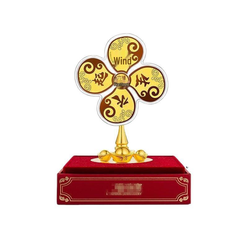 Goldene Windmühle mit drehendem Kumquat-Baum Chose One Tischschmuck in Gold - Bild 3
