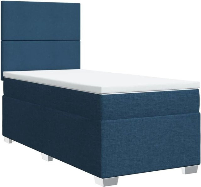 vidaXL Boxspringbett mit Matratze Hybrid Blau und Weiß B/T/H: 90 x 190 cm - Bild 1