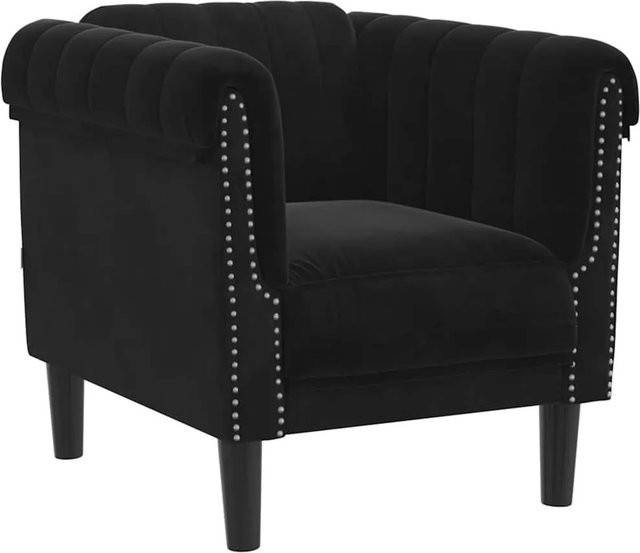 vidaXL Sessel in Schwarz aus Samt mit Massivholzrahmen und Armlehnen - Bild 1