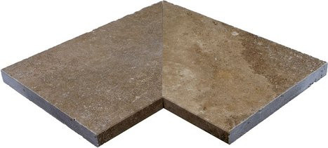 WOHNRAUSCH Beckenrandsteine Keona Brown aus Travertin, Eckstück 2-teilig gefast, braun/beige, B: 61 cm, T: 61 cm, H: 3 cm - Bild 1