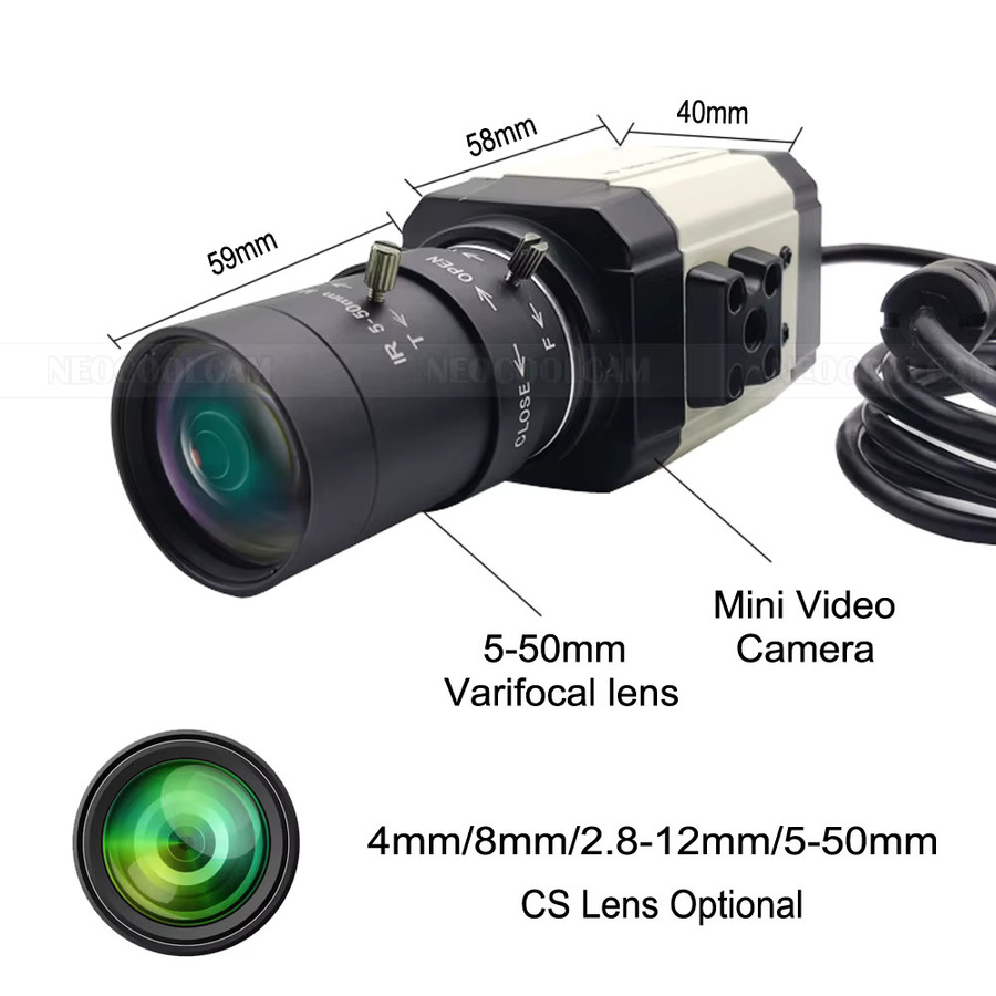 NEOCoolcam HD 4K USB Webcam mit 8MP IMX415 Sensor und Varifokal Objektiv in Schwarz - Bild 2