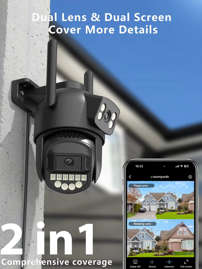 BESDER Outdoor PTZ IP Sicherheitsschutzkamera mit Dual Lens, 10MP Auflösung, 5GHz WiFi und KI-Menschenerkennung in Schwarz - Bild 7