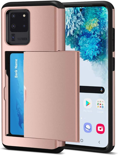 Slide Armor Handyhülle mit Geldbörse und Kartenfächern für Samsung Galaxy S20 Ultra S10E S9 S8 Plus S7 Edge Note 10 Plus 5G in Schwarz - Bild 1
