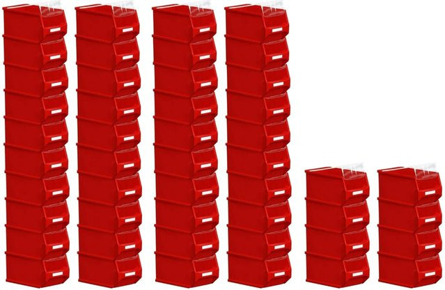 PROREGAL SuperSparSet 48 Stück Sichtlagerbox 3.0 mit Abdeckung, Rot, H x B x T: 12,5 x 14,5 x 23,5 cm - Bild 1