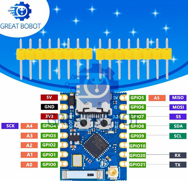 BS BSESP32-C3 PRO MINI Entwicklungsboard mit ESP32-C3FH4 Chipmodul, WiFi und Bluetooth - Bild 1