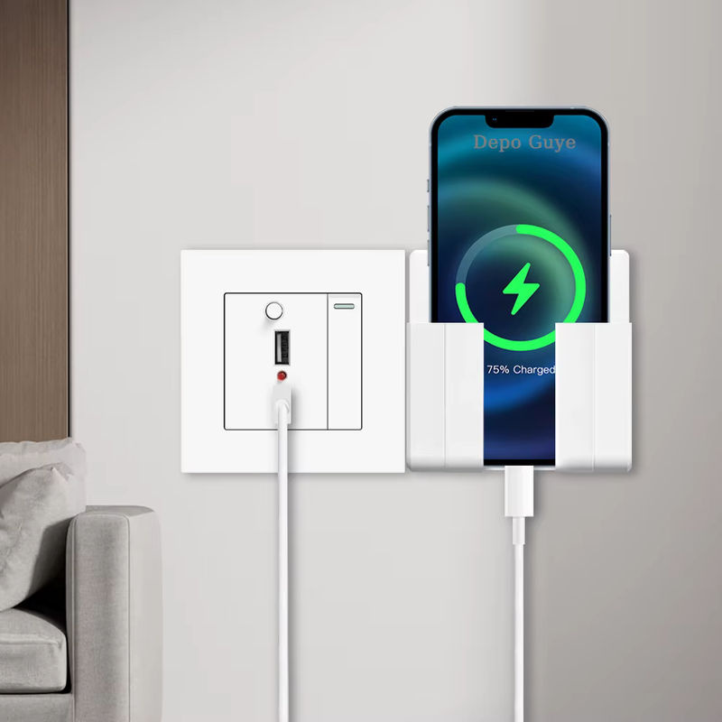Depo Guye Lichtschalter mit 2 USB-Ladebuchsen und LED-Licht, 1 Gang 2-Wege, Weiß - Bild 2