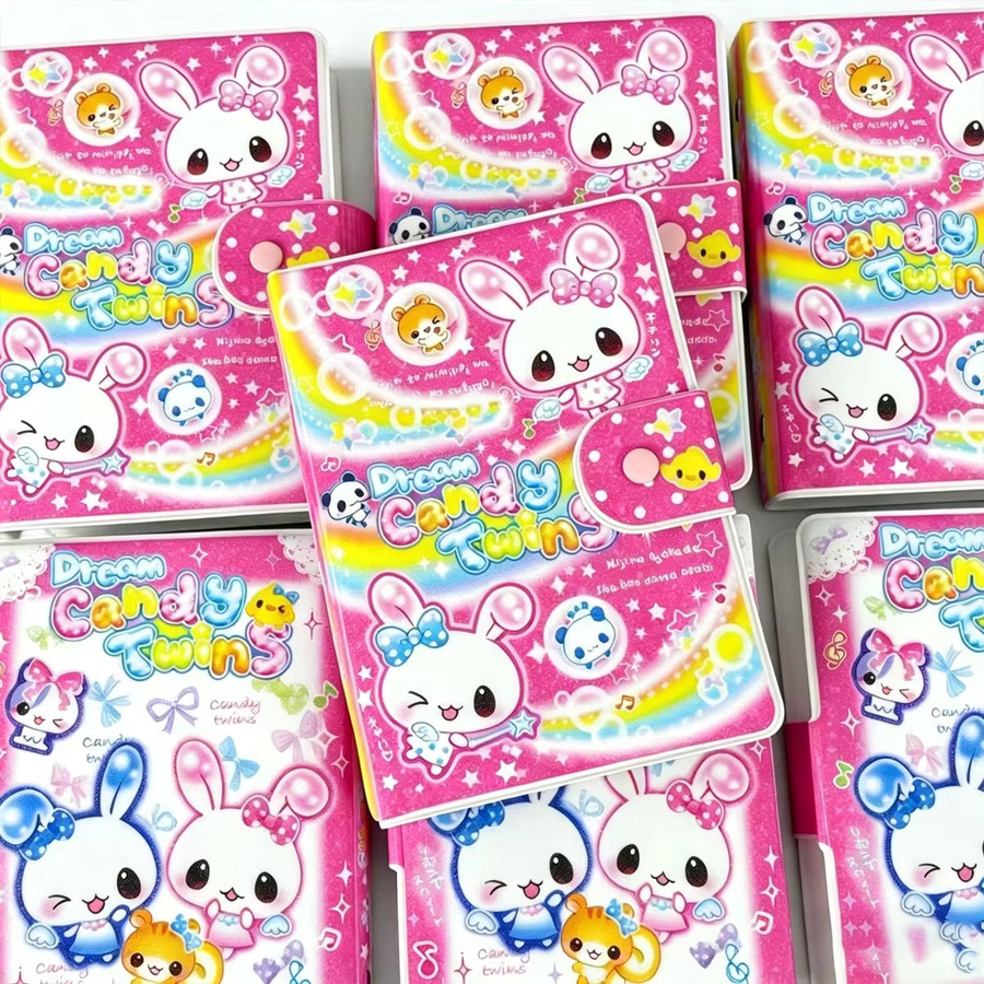 A7 Japanisches Kaninchen Aufbewahrungsbuch mit Hardcover und Retro-Aufklebern in Pink - Bild 2
