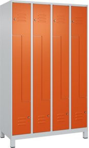 C+P Z-Spind Classic PLUS mit 8 Fächern, grau und orange, mit Zylinderschloss und Füßen, H x B x T: 195 x 120 x 50 cm - Bild 1