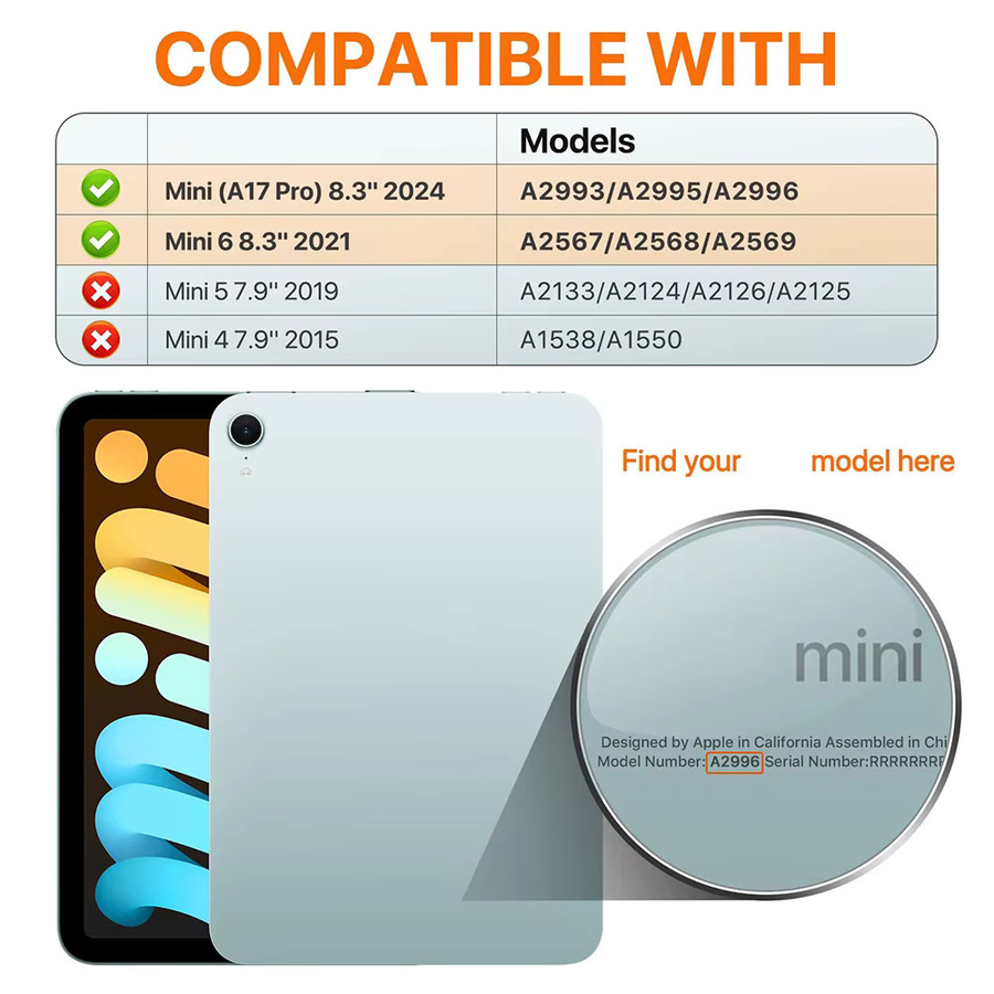 Glitzernde Silikonhülle für Apple iPad Mini 7 (2024) und iPad Mini 6 (2021) 8,3 Zoll, transparent mit Airbag-Schutz - Bild 2