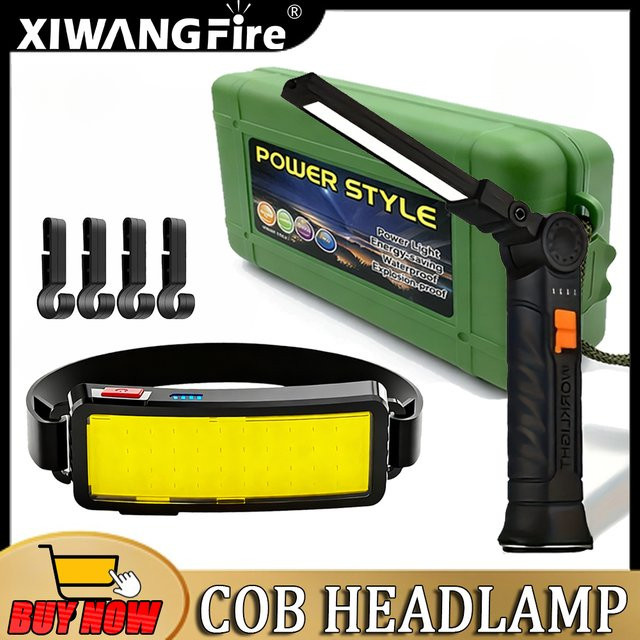 XIWANGFIRE USB aufladbare COB LED Stirnlampe für Outdoor, Camping und Jagd in Schwarz - Bild 1