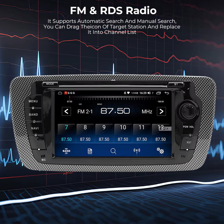 GEARELEC Android 13 Autoradio mit CarPlay, WIFI und GPS für Seat Ibiza 6J (2009-2013), Schwarz - Bild 6