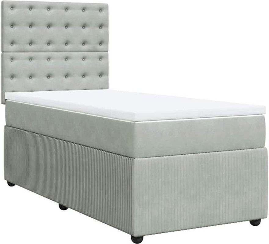 Vidaxl Boxspringbett mit Matratze aus Samt in Grau, B/T/H: 80 x 200 x 150,5 cm - Bild 1