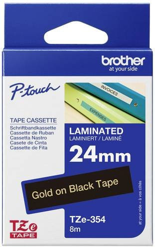Brother TZe-354 Laminiertes Schriftband Gold auf Schwarz, Breite: 24 mm, Länge: 8 m - Bild 1