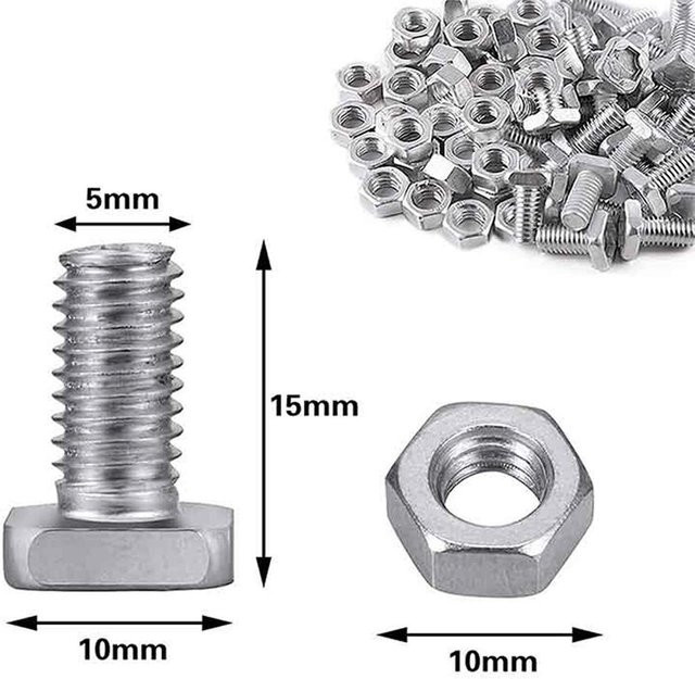 KONNWEI Aluminium Sechskantmuttern Set, 50 Stück, Grau/Silber, Gewächshaus Zubehör - Bild 1