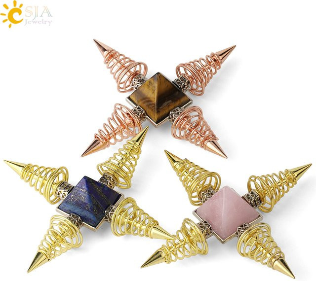 CSJA Jewelry Kristall Natursteine Pyramide als Dekoration für Meditation und spirituelle Heilung - Bild 1