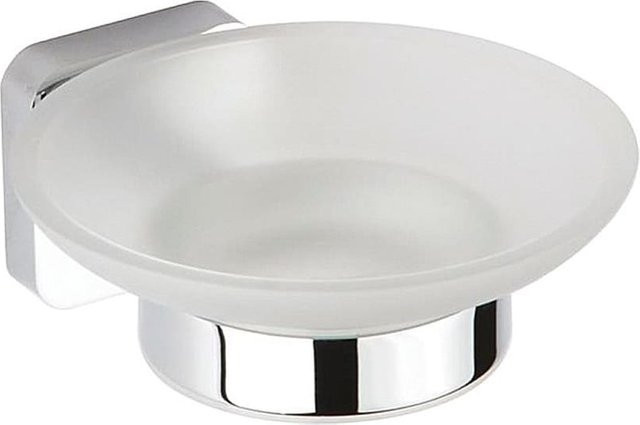 Brillantbad BASI Seifenablage mit Glasschale in Chrom poliert und Glas, silberfarben, B/T/H: 11,0 x 5,2 x 12,9 cm - Bild 1