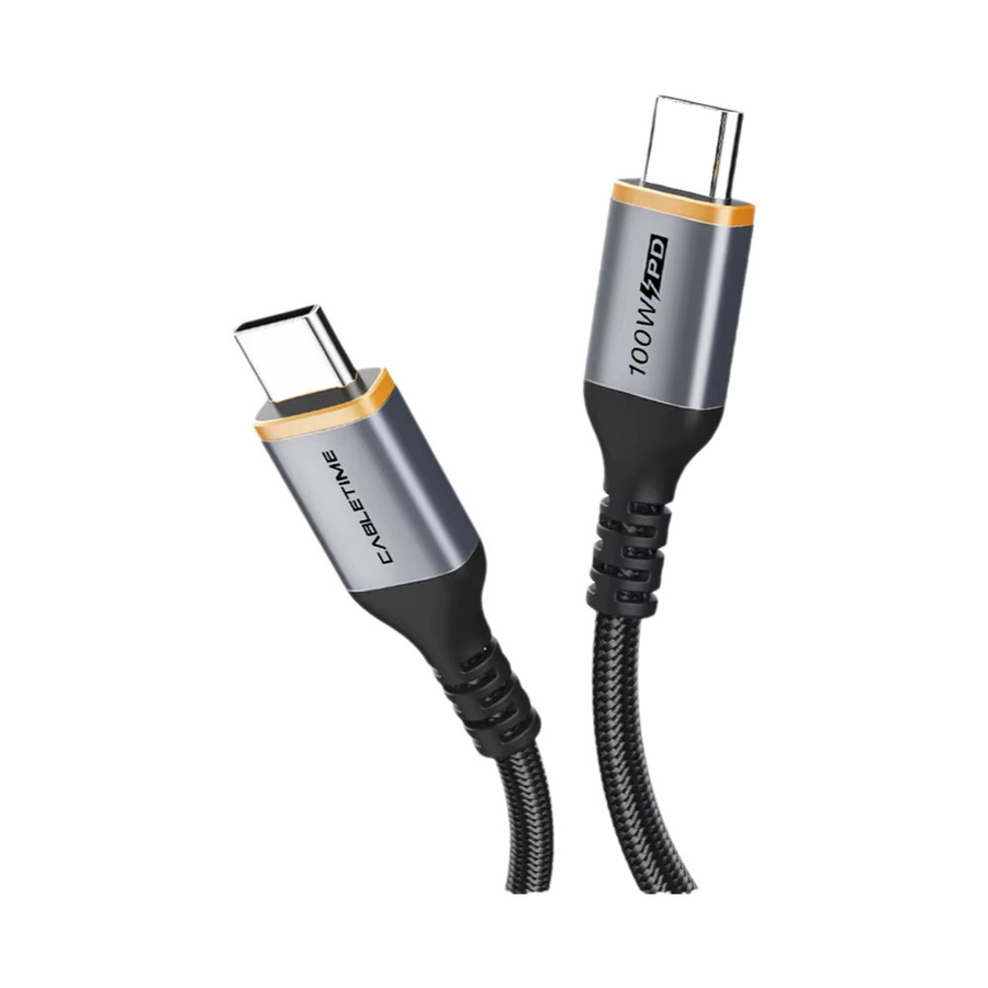 CABLETIME USB-C-Schnellladekabel mit 100W PD und QC 4.0, 5A, 480Mbps, Schwarz - Bild 6