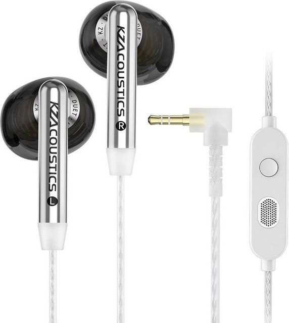KZ Duet Hi-Fi In-Ear Kopfhörer mit Quad Core Dual Dynamic Drivers und Mikrofon, Kabelgebundenes Headset mit 3,5mm Klinke oder Typ C, Schwarz - Bild 1