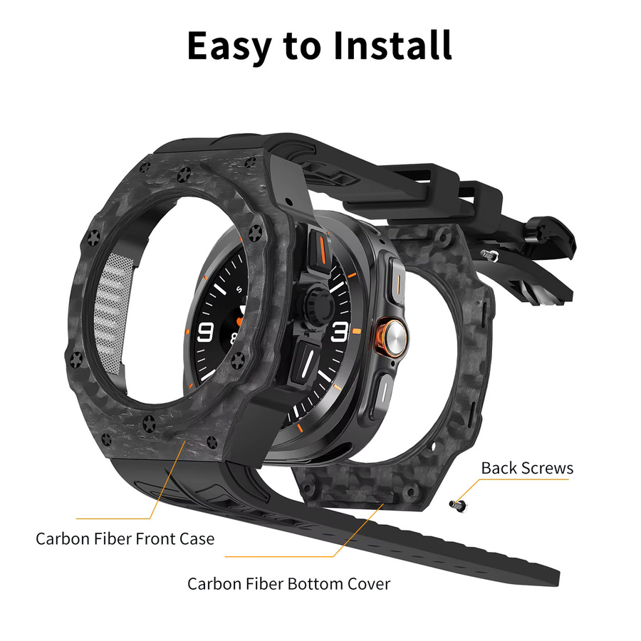 CHIICSMART Uhrenzubehör Modifikationskit, Carbonfaser, Schwarz, Unisex - Bild 3