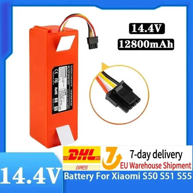 Xiaomi Ersatzakku BRR-2P4S-5200S für Roborock S5, S6, S50-55, S5 Max und S7, 14,4V 12800mAh, Orange - Bild 1