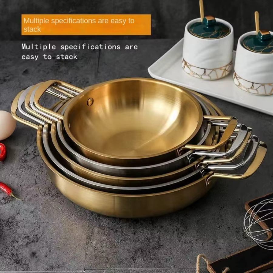Edelstahl Paella Pfanne in Gold für Meeresfrüchte und Reis - Bild 4