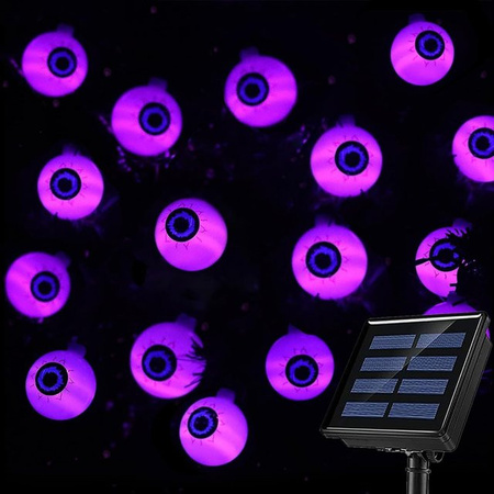Peach Forest Solar LED Halloween Lichterkette mit gruseligen Augäpfeln in Multicolour und 8 Beleuchtungsmodi