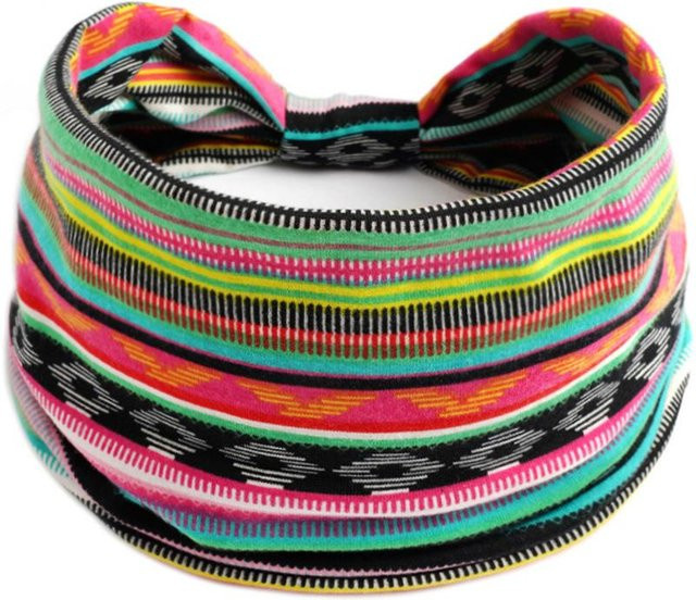 KaiTingu Stirnband, Baumwolle, Blumendruck, schwarz, Damen - Bild 1