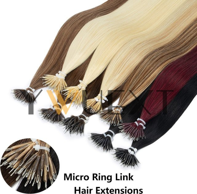 YWUEXT Micro Ring Haarverlängerungen Echthaar Glatt, 30g, 50 Stück, Damen - Bild 1