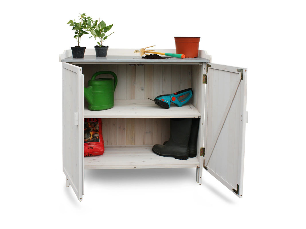 HABAU Gartentisch mit Unterschrank aus Holz und Metall in Grau, B/T/H: 95 x 48 x 48 cm - Bild 3