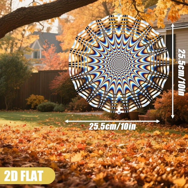 CIFBUY 2D Flacher Windspinner 10 Zoll mit spiralförmigem Farbverlauf und geometrischem Muster, Grau und Mehrfarbig, Durchmesser: 25,4 cm - Bild 1