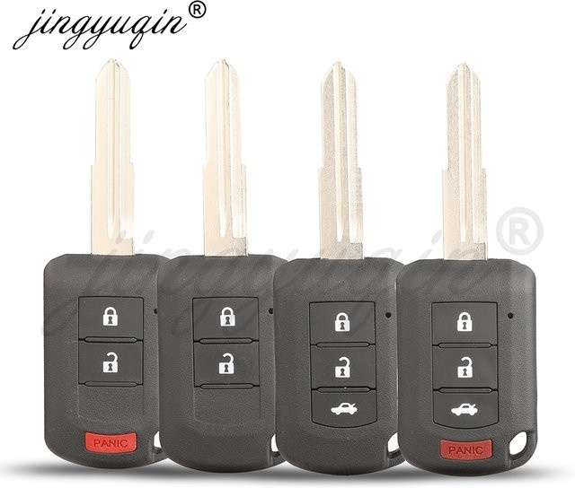 Jinyuqin Ersatzgehäuse für Mitsubishi Auto-Schlüssel mit 2/3/4 Tasten in Schwarz für Eclipse, Outlander, Mirage und Lancer (Modell OUCJ166N) - Bild 1
