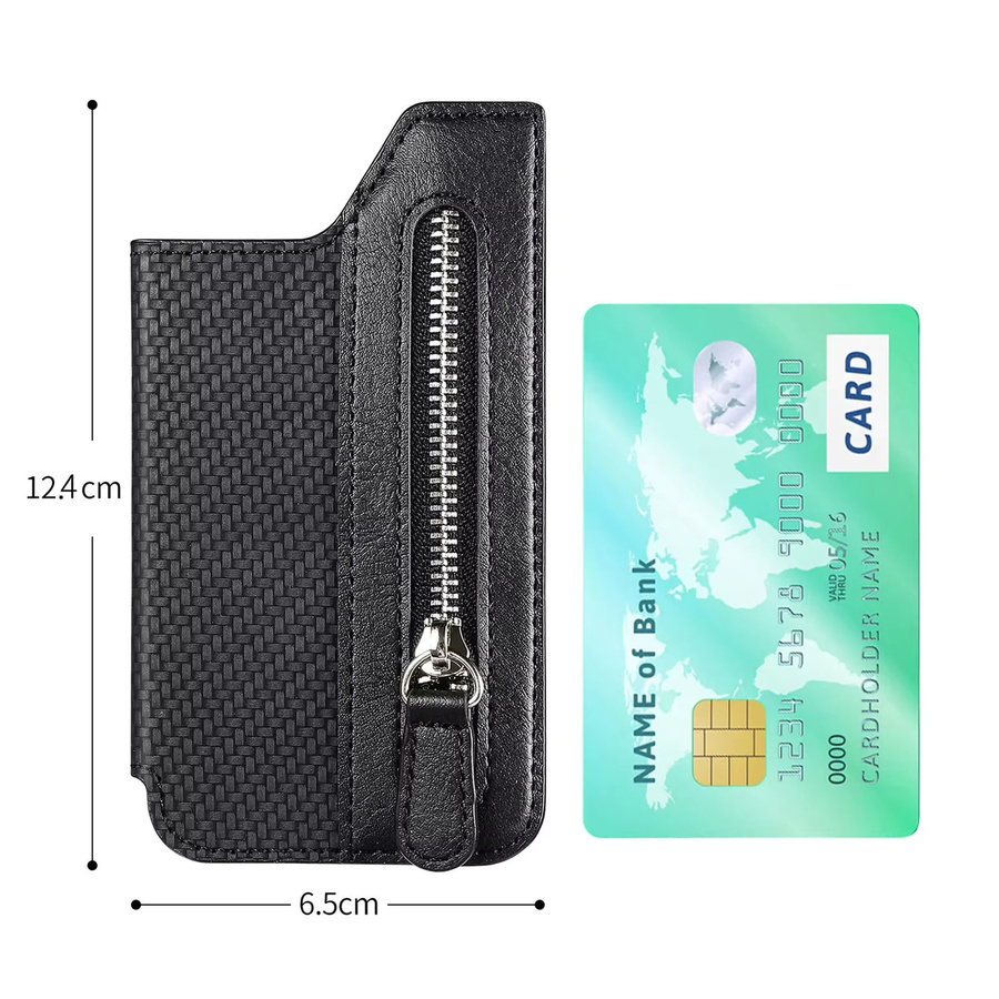 DIENQI Leder Brieftasche mit Kartenhalter und Magnetverschluss für iPhone und Samsung in Schwarz - Bild 4