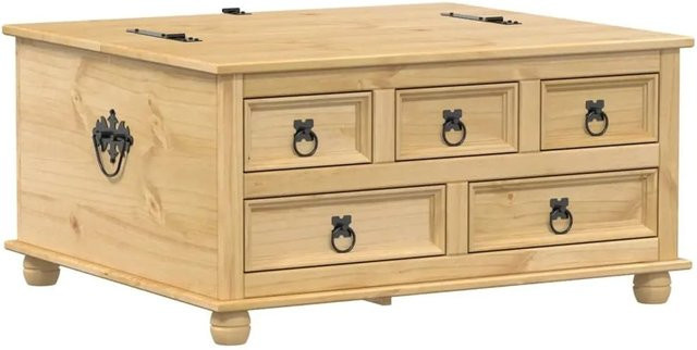 vidaXL Truhe Corona aus massivem Kiefernholz in Honigfarben, B/T/H: 90 x 78 x 45 cm - Bild 1