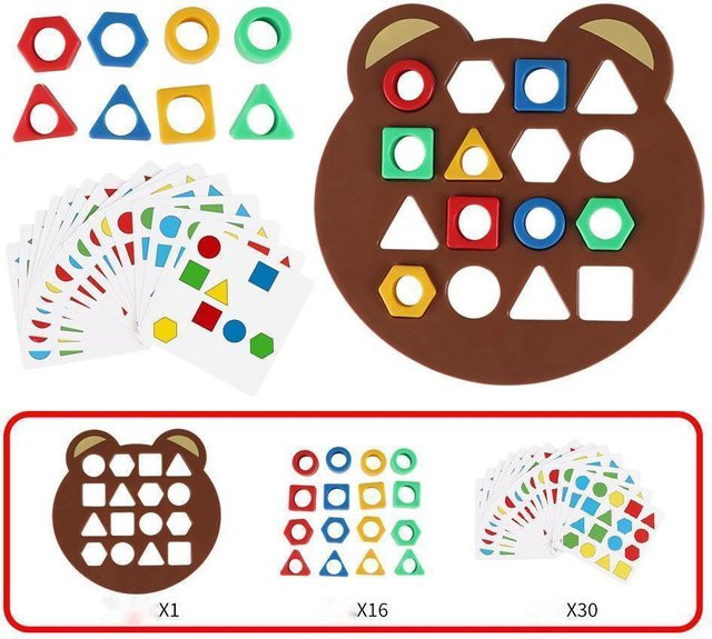 OLOEY DIY Geometrische Form Farbabstimmung 3D Puzzle, Lernspielzeug, ab 0 Jahre, braun - Bild 1