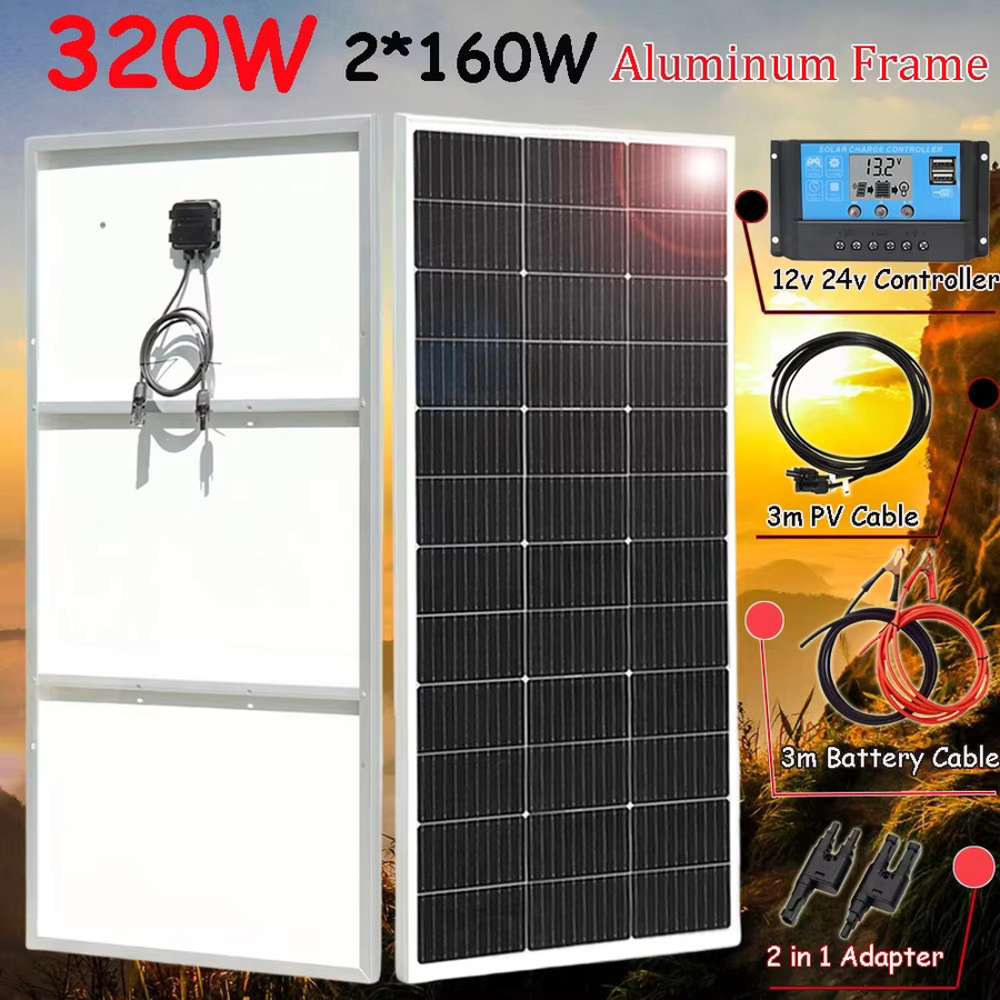 xinpuguang Solarpanel mit Aluminiumrahmen in Schwarz für Wohnmobil und Zuhause - Bild 4